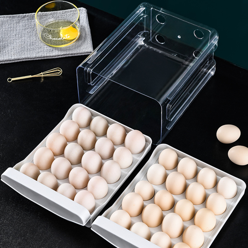 Stackable Clear PET Egg Storage Box, Fridge Egg Organiser