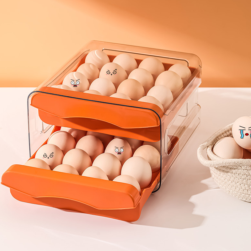 Stackable Clear PET Egg Storage Box, Multi-Layer Fridge Organiser