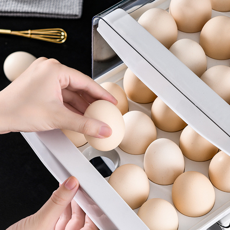 Stackable Clear PET Egg Storage Box, Fridge Egg Organiser