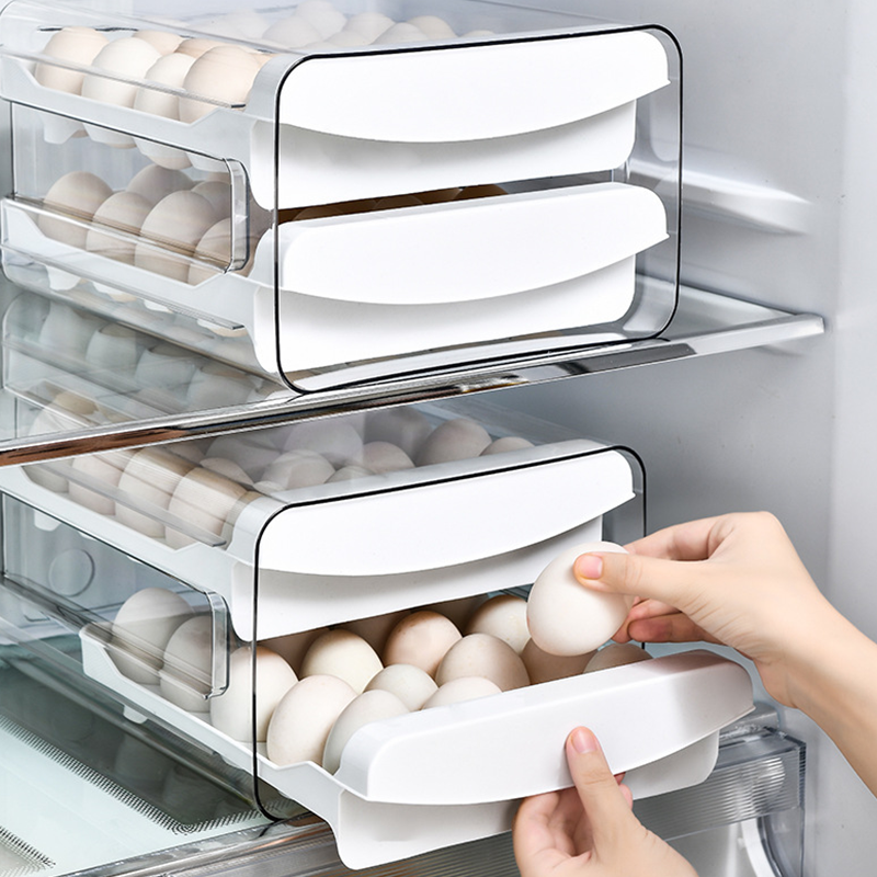 Stackable Clear PET Egg Storage Box, Fridge Egg Organiser